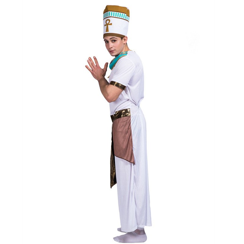 Wit Man Halloween Egyptische Traditionele Koning Kostuum Volwassen Farao Van Egypte Cosplay Carnaval Purim Parade Rollenspel Party Dress