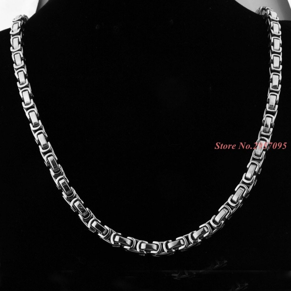 Trendy Stijl Mens Ketting 5/6/8mm Breed Zilver Kleur Rvs Byzantijnse Box Chain Vintage Sieraden Trendy Stijl Mens Ketting 5/6/8mm Breed Zilver Kleur Rvs Byzantijnse Box Chain Vintage Sieraden