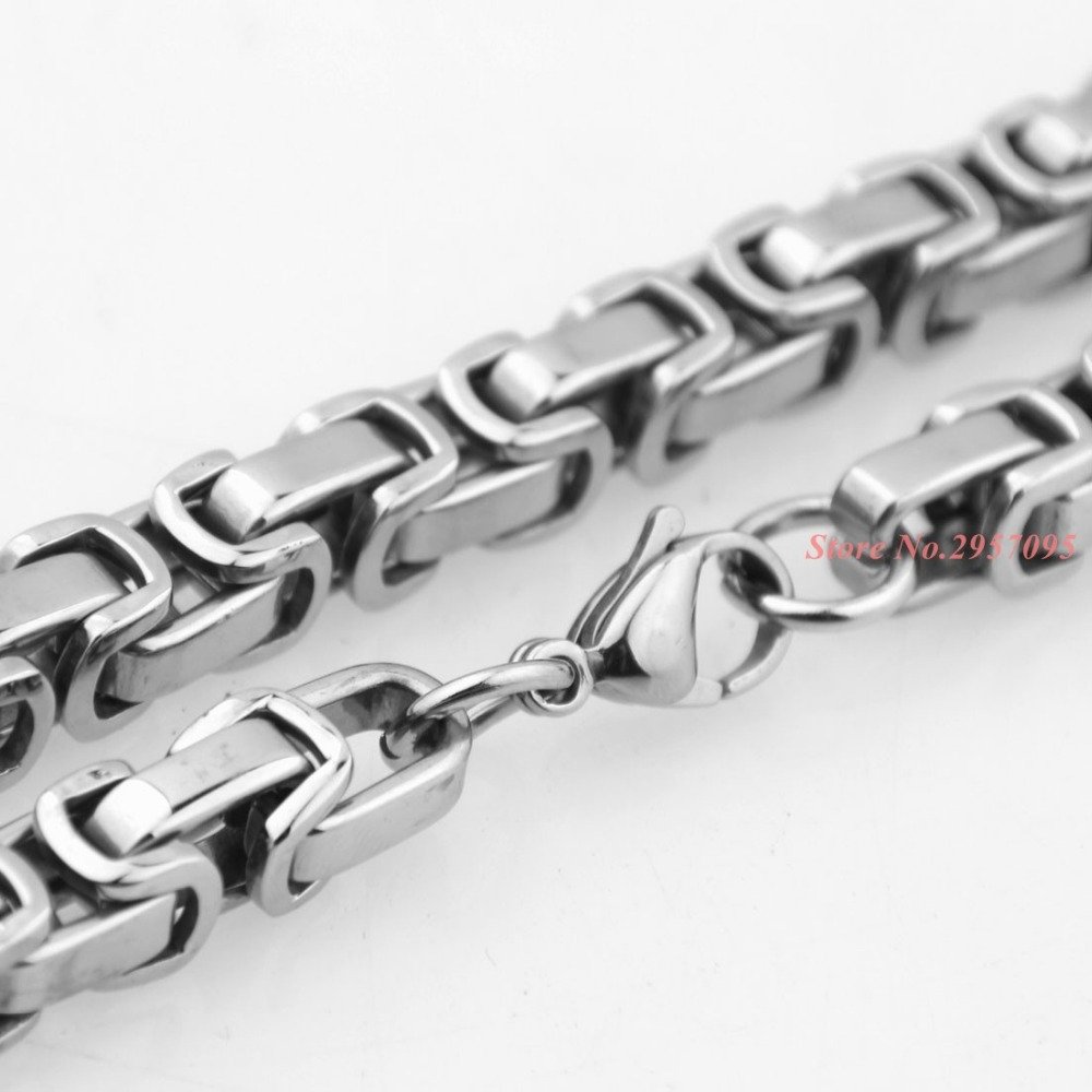 Trendy Stijl Mens Ketting 5/6/8mm Breed Zilver Kleur Rvs Byzantijnse Box Chain Vintage Sieraden Trendy Stijl Mens Ketting 5/6/8mm Breed Zilver Kleur Rvs Byzantijnse Box Chain Vintage Sieraden