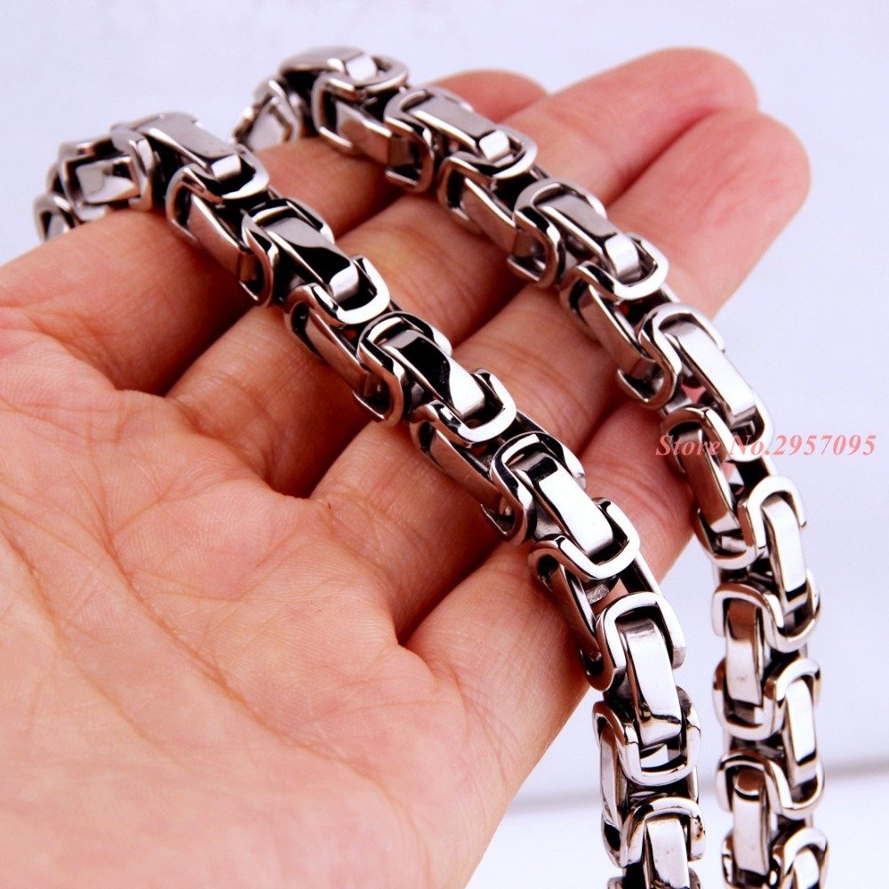 Trendy Stijl Mens Ketting 5/6/8mm Breed Zilver Kleur Rvs Byzantijnse Box Chain Vintage Sieraden Trendy Stijl Mens Ketting 5/6/8mm Breed Zilver Kleur Rvs Byzantijnse Box Chain Vintage Sieraden