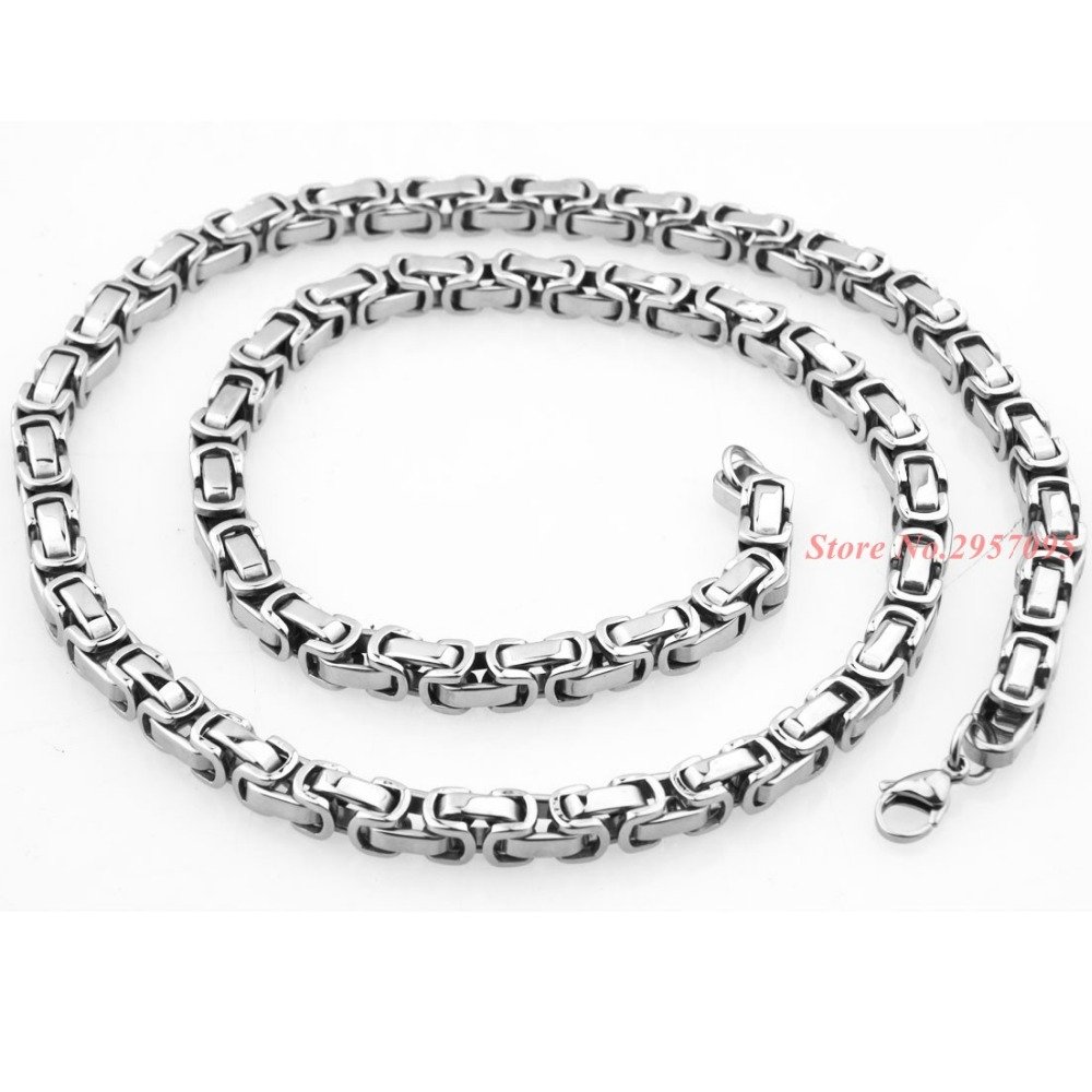 Trendy Stijl Mens Ketting 5/6/8mm Breed Zilver Kleur Rvs Byzantijnse Box Chain Vintage Sieraden Trendy Stijl Mens Ketting 5/6/8mm Breed Zilver Kleur Rvs Byzantijnse Box Chain Vintage Sieraden