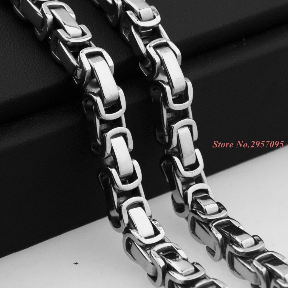 Trendy Stijl Mens Ketting 5/6/8mm Breed Zilver Kleur Rvs Byzantijnse Box Chain Vintage Sieraden Trendy Stijl Mens Ketting 5/6/8mm Breed Zilver Kleur Rvs Byzantijnse Box Chain Vintage Sieraden