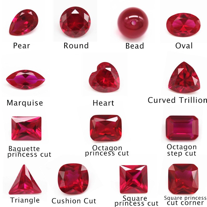 Emerald Cut Lab-Grown Ruby Red Gems 8A Achthoek Stap Cut Losse Stenen Sieraden Accessoires