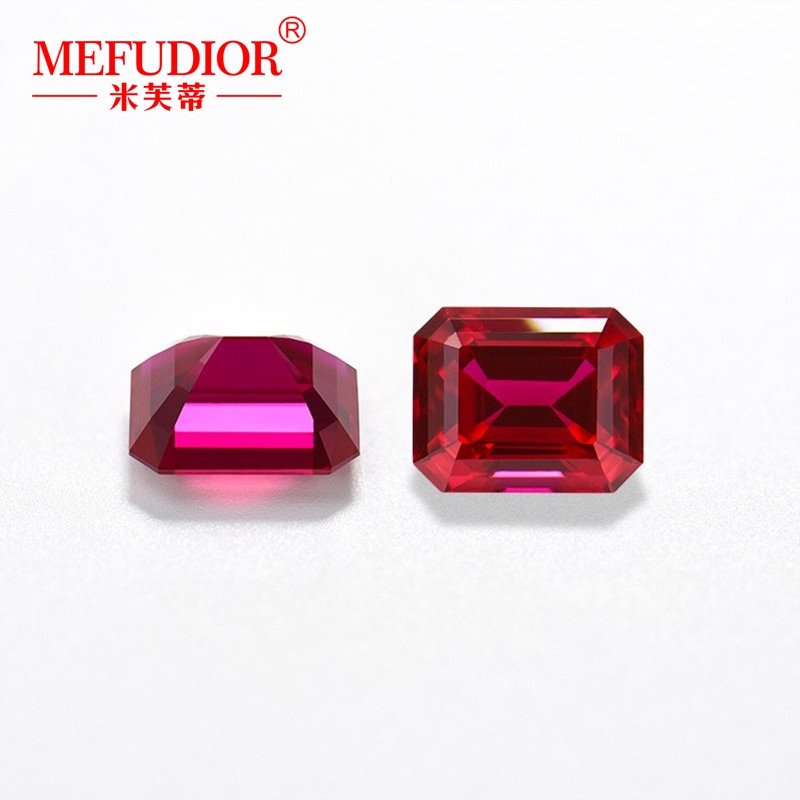 Emerald Cut Lab-Grown Ruby Red Gems 8A Achthoek Stap Cut Losse Stenen Sieraden Accessoires