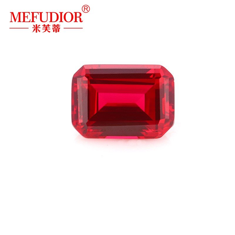 Emerald Cut Lab-Grown Ruby Red Gems 8A Achthoek Stap Cut Losse Stenen Sieraden Accessoires