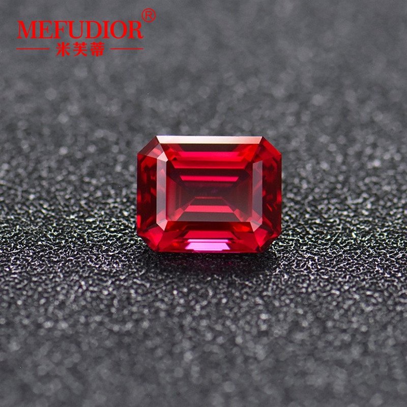 Emerald Cut Lab-Grown Ruby Red Gems 8A Achthoek Stap Cut Losse Stenen Sieraden Accessoires