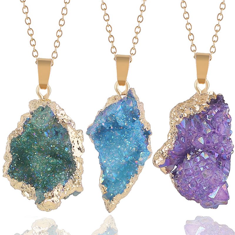 Reiki Healing Crystal Stone Hanger Ketting Onregelmatige Natuurlijke Regenboog Steen Kettingen Voor Vrouwen