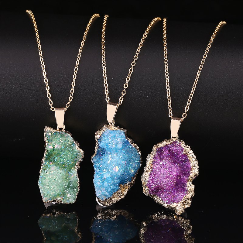 Reiki Healing Crystal Stone Hanger Ketting Onregelmatige Natuurlijke Regenboog Steen Kettingen Voor Vrouwen
