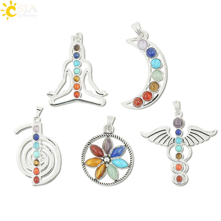 Csja Chakra Natuursteen Kristallen Hanger Engelenvleugels Cho Ku Rei Gezondheid Amulet 7 Reiki Yoga Sieraden Ketting Hangers E015