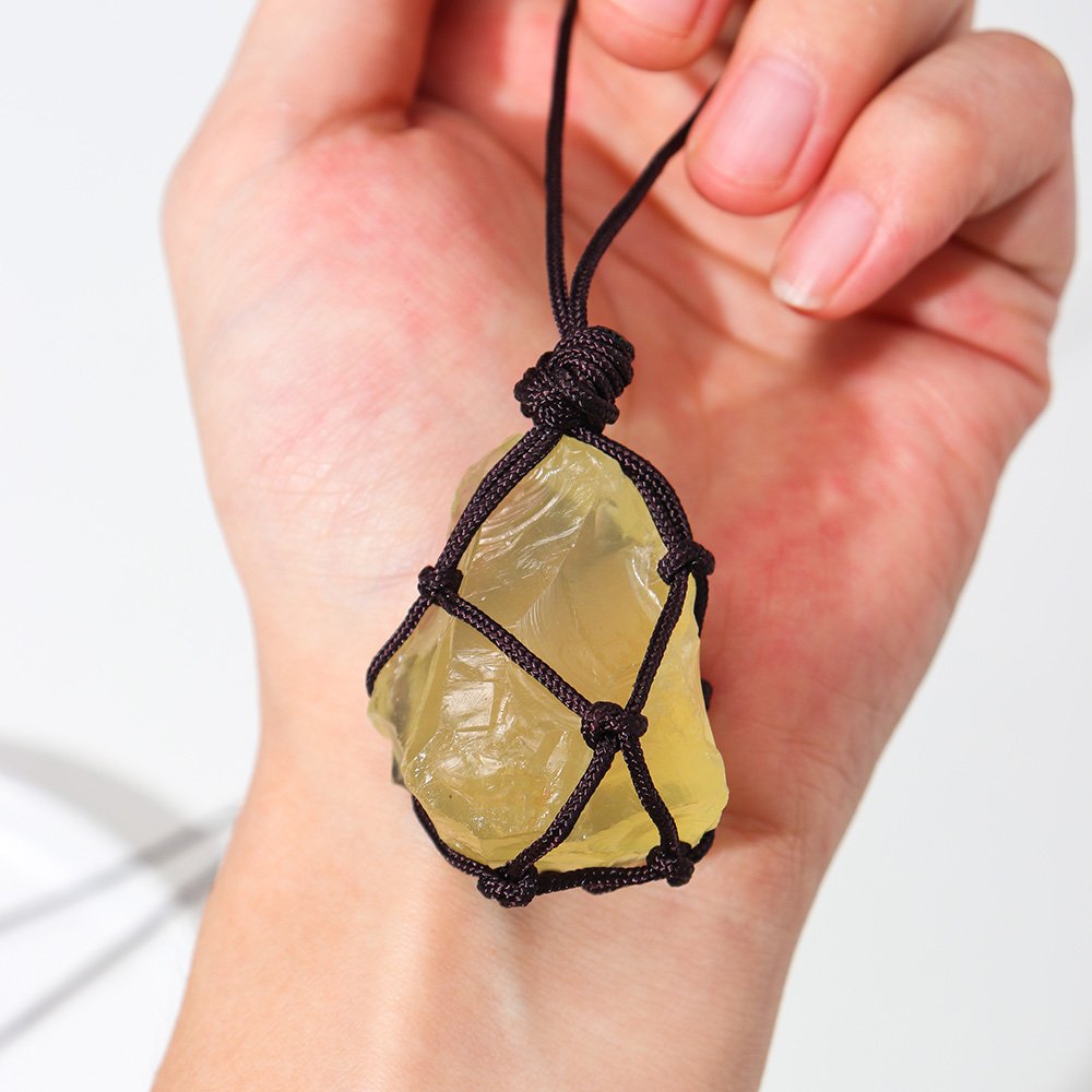 Natuurlijke Kristal Kwarts Ruwe Netto Pocket Hanger Crystal Ketting Healing Stone Reiki Gordijnen Craft Met Weave Touw