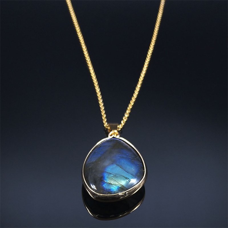 Labradoriet Stone Gem Stone Hanger Ketting Ornament Maansteen Kettingen Spirituele Meditatie Sieraden Reiki Healing Geschenken NA157