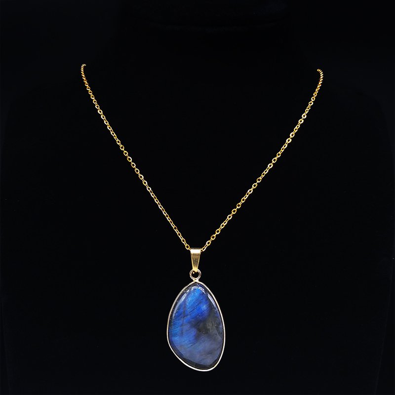 Labradoriet Stone Gem Stone Hanger Ketting Ornament Maansteen Kettingen Spirituele Meditatie Sieraden Reiki Healing Geschenken NA157