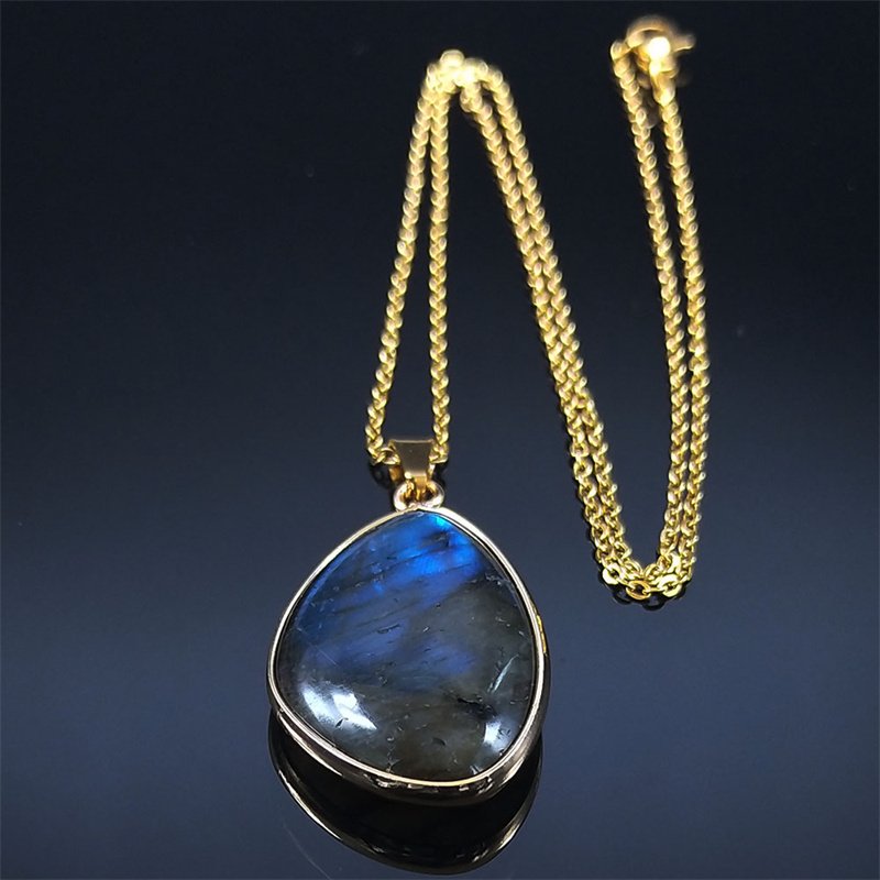 Labradoriet Stone Gem Stone Hanger Ketting Ornament Maansteen Kettingen Spirituele Meditatie Sieraden Reiki Healing Geschenken NA157