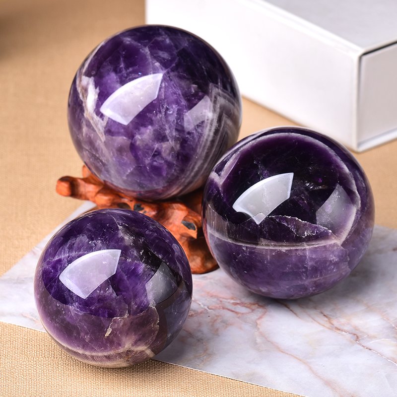 1Pc Natuurlijke Droom Amethist Bal Gepolijst Globe Masseren Ball Reiki Healing Stone Woondecoratie Prachtige Geschenken Souvenirs Gift