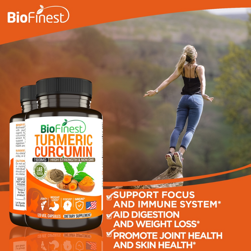 Kurkuma Curcumine 1500Mg 95% Curcuminoids-Snelle Absorptie Zwarte Peper Joint Hart Immuun Supplement(120Caps)