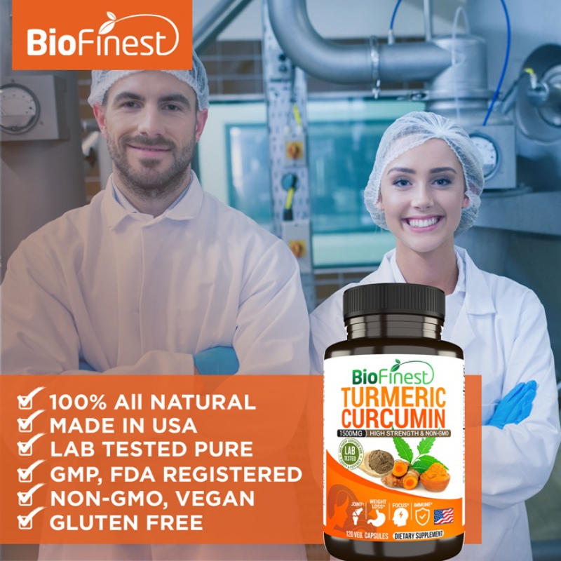 Kurkuma Curcumine 1500Mg 95% Curcuminoids-Snelle Absorptie Zwarte Peper Joint Hart Immuun Supplement(120Caps)