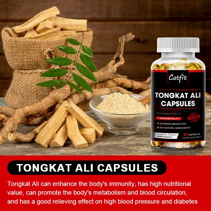Catfit Krachtige Tongkat Ali Capsules Anti-Vermoeidheid Bevat Voedingsvezels Potentie Nier Gezondheid Mannelijke Energie Supplement Voor Mannen