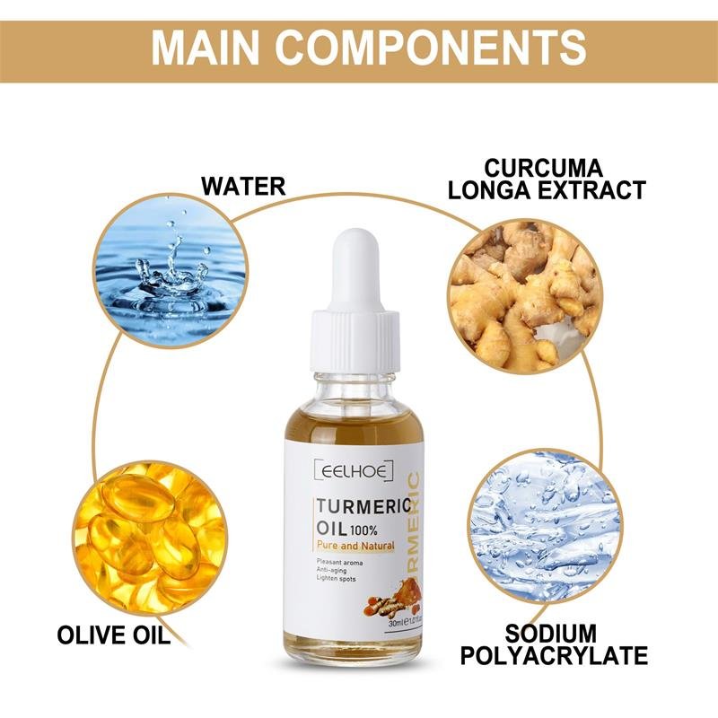 Kurkuma Sproet Whitening Serum Curcumine Olie Fleuren Vervagen Donkere Vlek Verwijdering Pigment Melanine Corrigeren Schoonheid Gezicht Huidverzorging