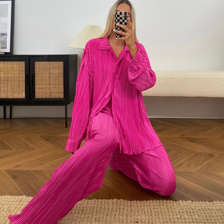Cm. Yaya Straat Vrouwen Set Lange Mouwen Tops En Wijde Pijpen Broek Elegante Trainingspak Twee Delige Set Sweatsuit Fitness outfits