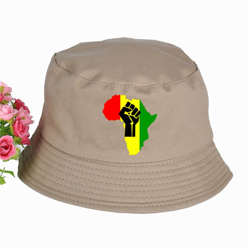 2019 Nieuwe Afrika Power Rasta Reggae Muziek Logo Panama Emmer Hoed Katoen Platte Zonneklep Vissen Visser Hoed