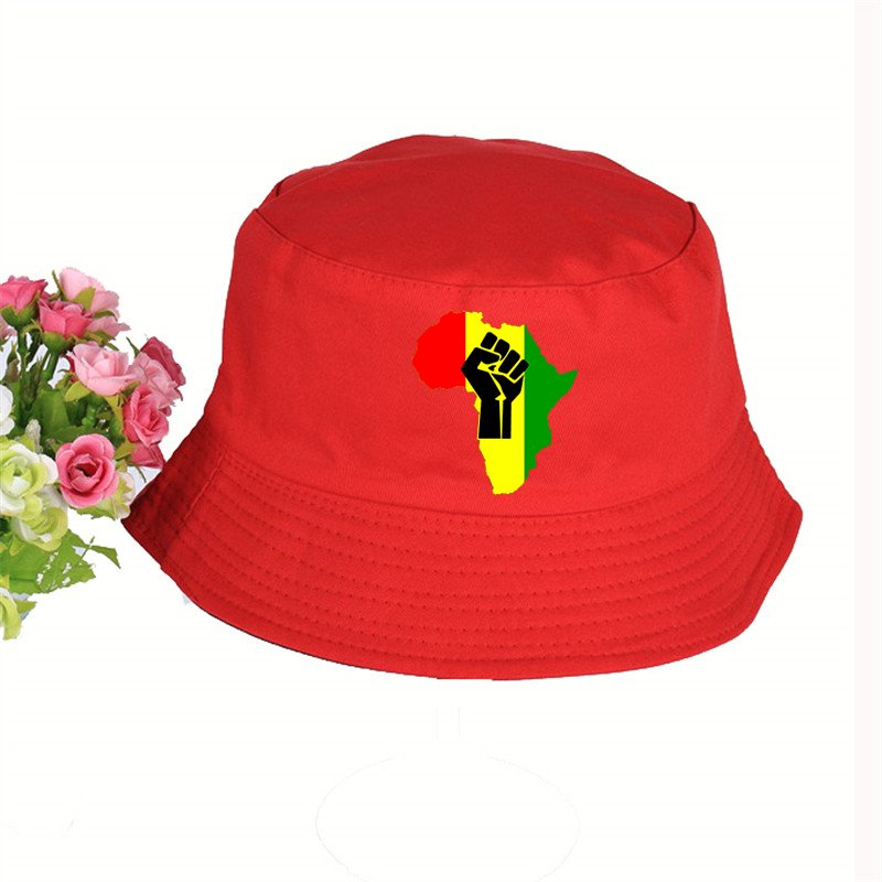 2019 Nieuwe Afrika Power Rasta Reggae Muziek Logo Panama Emmer Hoed Katoen Platte Zonneklep Vissen Visser Hoed