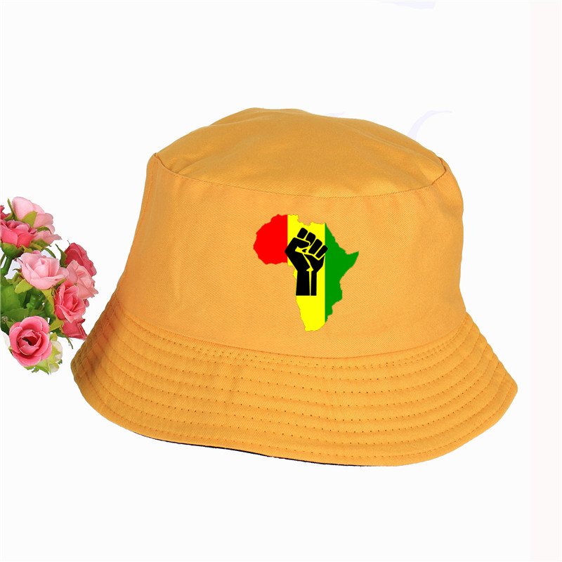 2019 Nieuwe Afrika Power Rasta Reggae Muziek Logo Panama Emmer Hoed Katoen Platte Zonneklep Vissen Visser Hoed