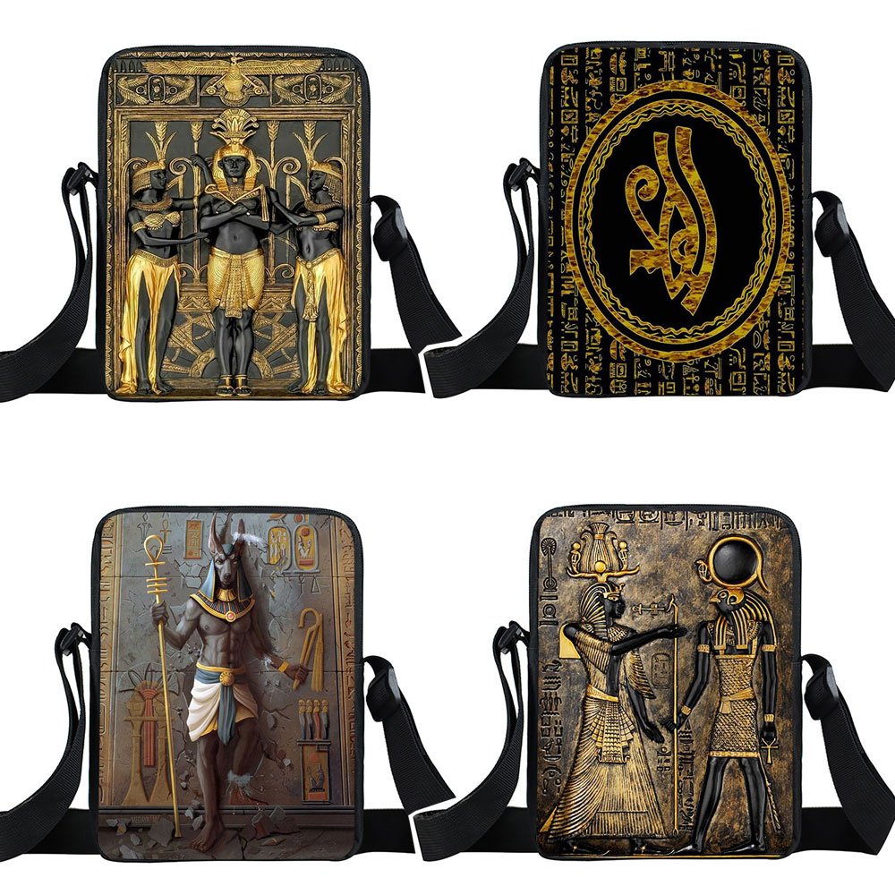 Egyptische Art Print Crossbody Tas Egypte Farao Anubis Messenger Bags Kleine Satchel Handtas Vintage Schoudertas Voor Reizen