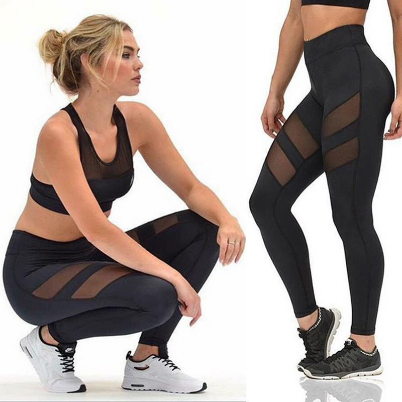 Sexy Mesh Butt Lifting Zwarte Leggings Vrouwen Hoge Taille Push Up Panty Meisjes Gym Workout Fitness Yoga Broek Jegging Leggins