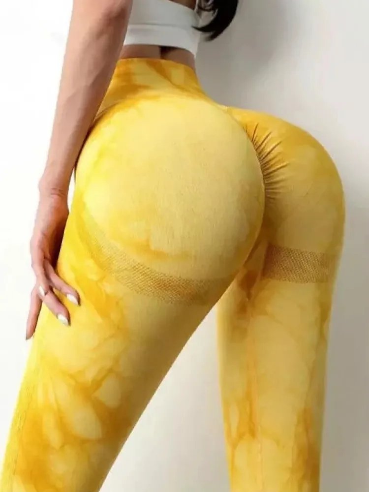 Vrouwen Leggings Naadloze Fitness Hoge Taille Klassieke Leggings Push Up Sport Workout Tie-Dye Gedrukt Legging