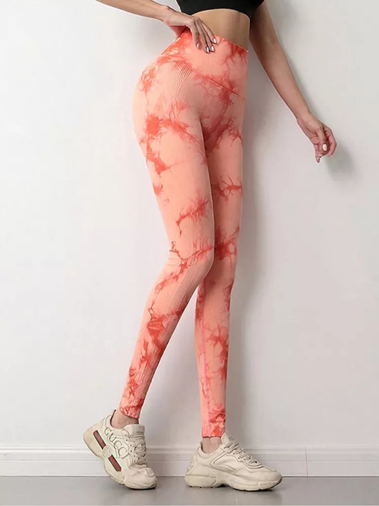 Vrouwen Leggings Naadloze Fitness Hoge Taille Klassieke Leggings Push Up Sport Workout Tie-Dye Gedrukt Legging