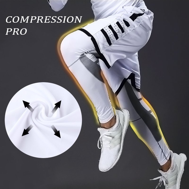 Mannen Compressie Broek Mannelijke Panty Leggings Voor Running Gym Sport Fitness Quick Dry Fit Joggings Workout Wit Zwart Broek